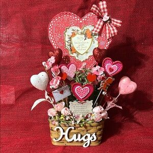 Hand Crafted VALENTINE Assemblage HEARTS GALORE Wall/Table Holiday Decor